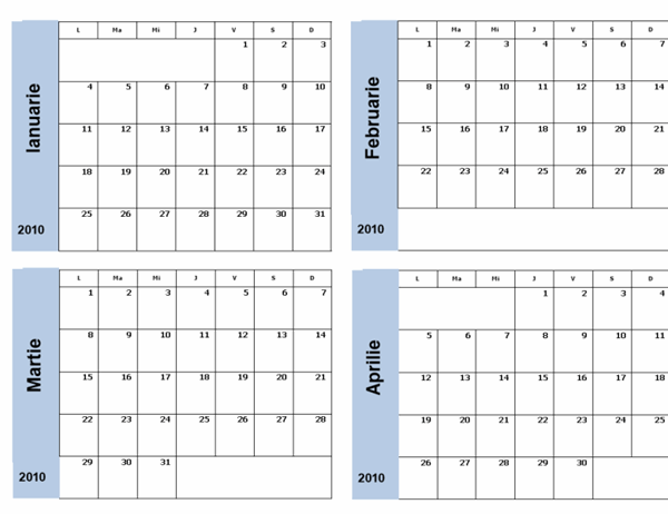 Calendar 2010 cu bordură albastră (3 pag.)