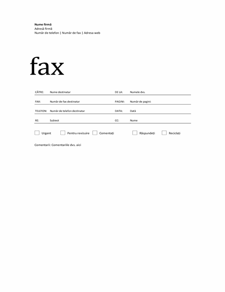 Pagină de însoțire fax (proiectare Profesional)