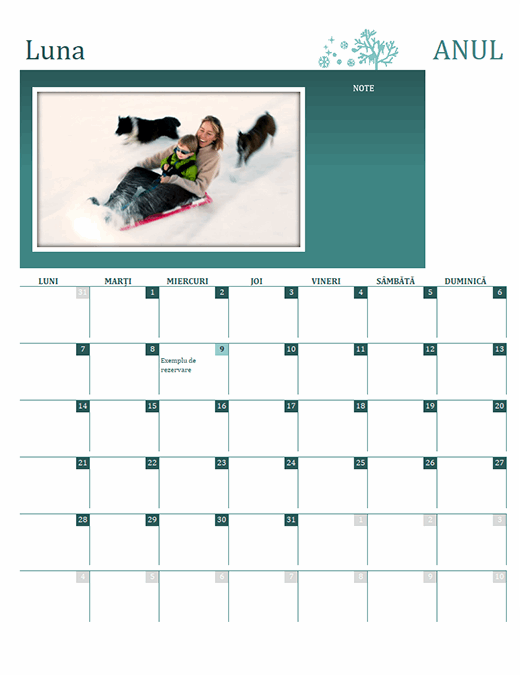 Calendar familial pe anotimpuri (orice an, luni-duminică)