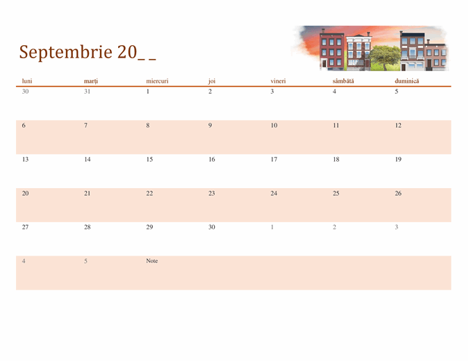 Calendar pentru orice an, cu ilustrații de sezon