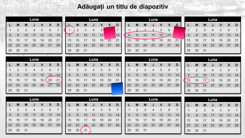 Calendar anual cu note adezive