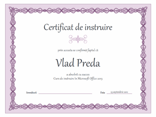 Certificat de instruire (proiectare cu lanț violet)