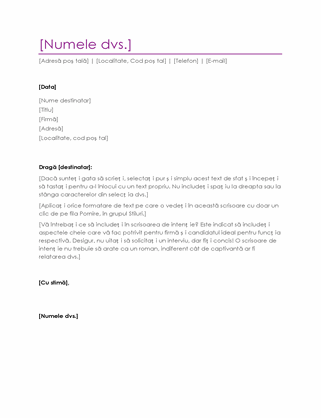 Scrisoare de intenție pentru CV (violet)