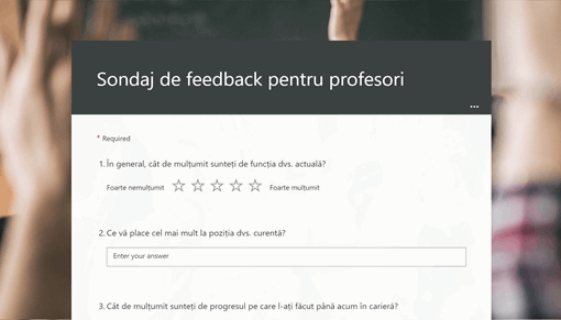 Sondaj de feedback pentru profesori