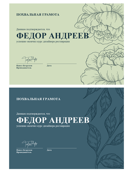 Похвальная грамота Похвальная грамота