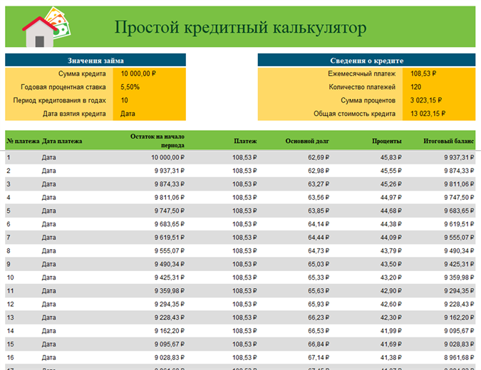 Кредитный калькулятор Кредитный калькулятор
