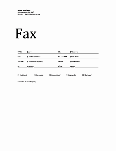 Titulná strana faxu