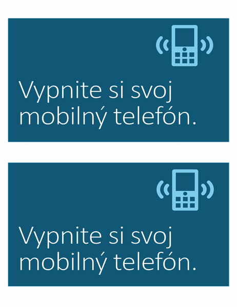 Ceduľa so zákazom používania mobilného telefónu (2 na stranu)