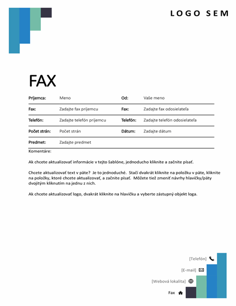 Titulná strana faxu s modrými schodíkmi
