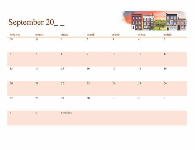 Sezónny ilustrovaný kalendár na ľubovoľný rok