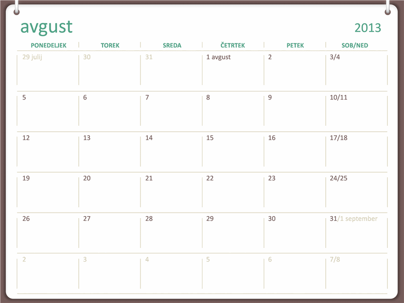 Študijski koledar 2013-2014 (avgust)