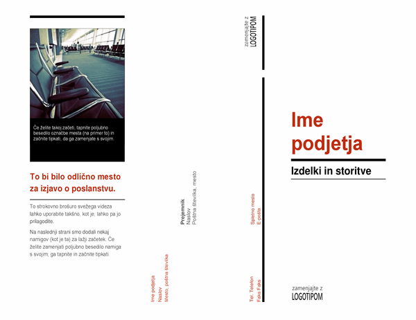 Tripregibna brošura (načrt rdeče in črne barve)