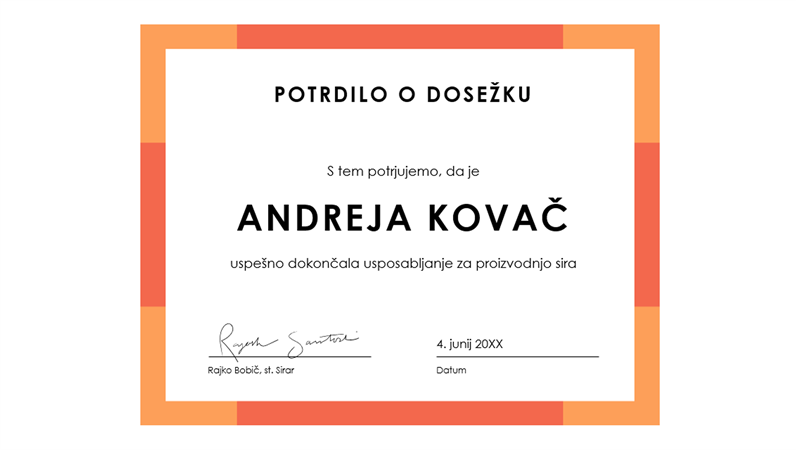Potrdilo o dosežku (modro) Potrdilo o dosežku (modro)