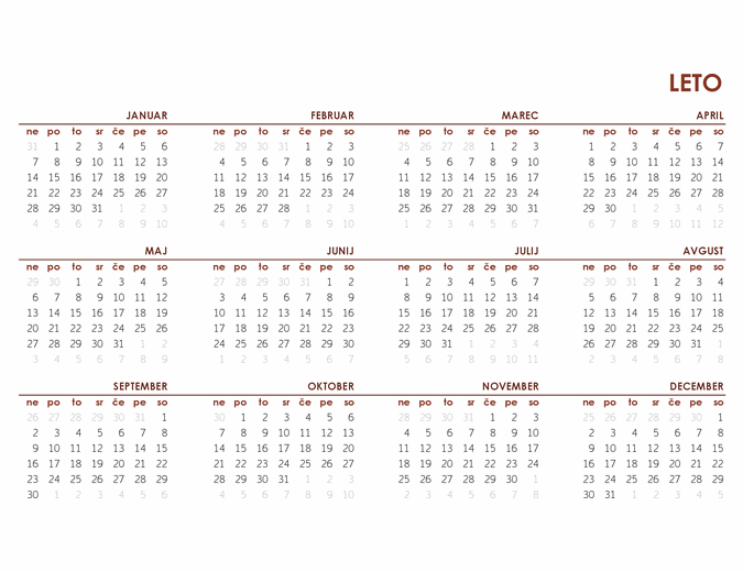 Globalni koledar celotnega leta