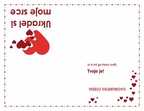 Voščilnica za valentinovo (srca, četrtinski pregib) Voščilnica za valentinovo (srca, četrtinski pregib)