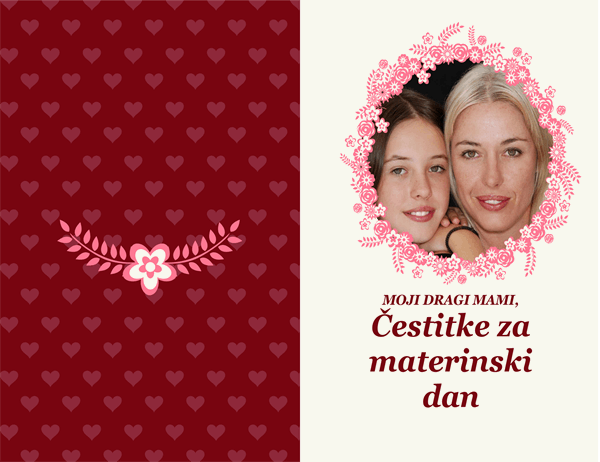 Čestitka za materinski dan z rožnato obrobo Čestitka za materinski dan z rožnato obrobo