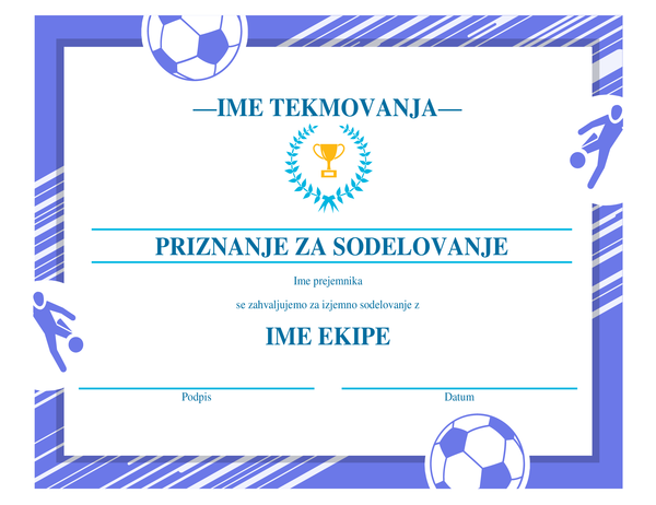 Priznanje za štiri različne športe Priznanje za štiri različne športe