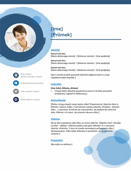 Življenjepis z modrimi krogi