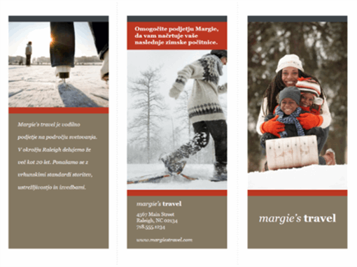 Tridelna potovalna brošura (rdeč in siv načrt)
