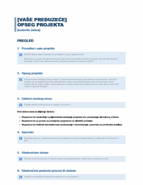 Opseg projekta Opseg projekta