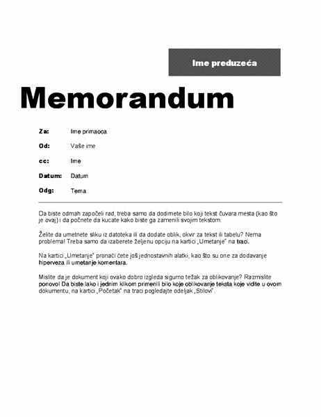 Interni memorandum (profesionalni dizajn)