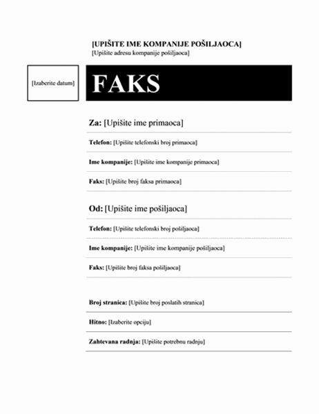 Naslovna strana za faks (Median dizajn)