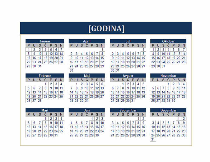 Kalendar (bilo koja godina)
