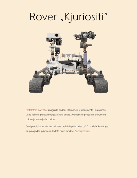 3D Word naučni izveštaj (Mars Rover model)