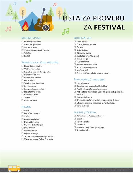 Lista za proveru za festival