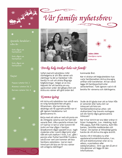 Nyhetsbrev vid högtid (med jultomtens släde och renar)