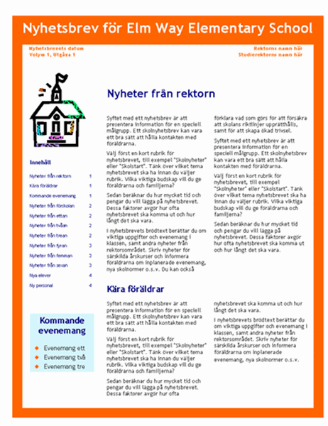 Skolans nyhetsbrev (3 kol., 4 sid.)