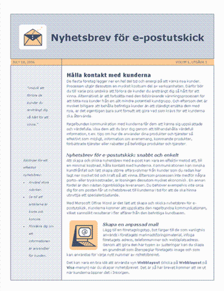 Nyhetsbrev för e-postutskick