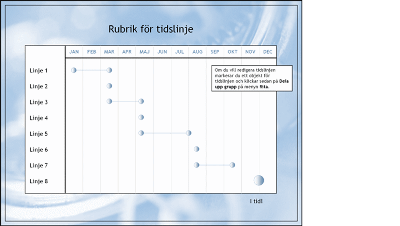 Tidslinje för 12-månadersprojekt med flera nivåer