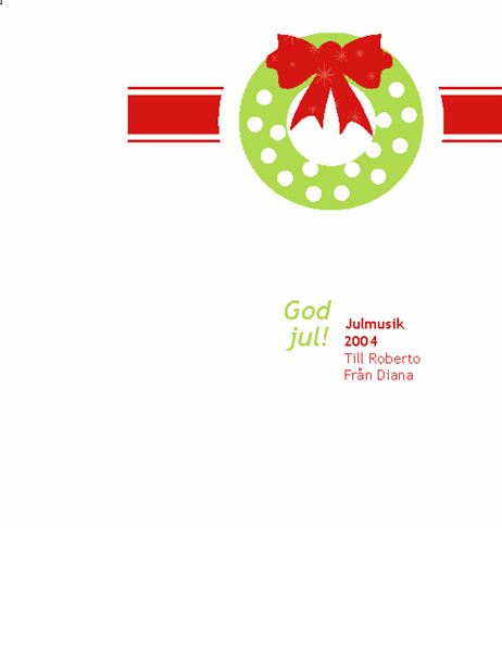 CD/DVD-etikett – helgdag (röd julklappsdesign, fungerar med Avery 5692, 5931, 8692, 8694 och 8965)