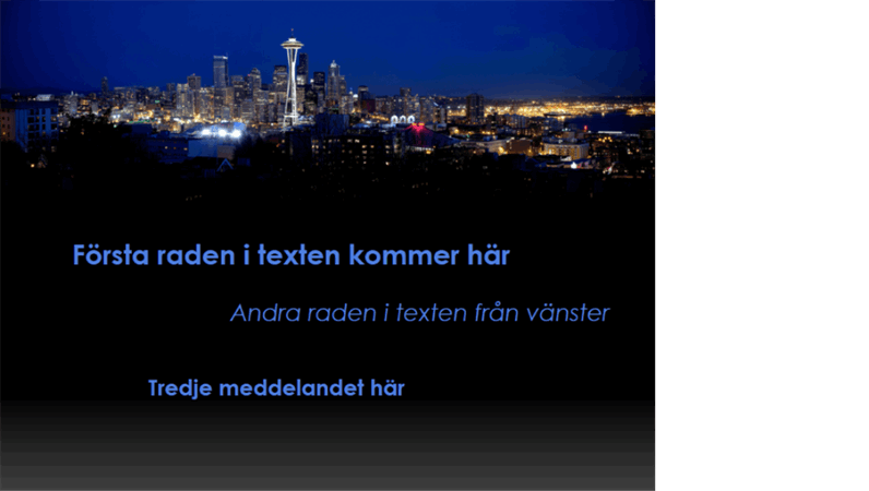 Animerade bildtexter rör sig och ändrar färg mot en bakgrund av Seattles stadslandskap Animerade bildtexter rör sig och ändrar färg mot en bakgrund av Seattles stadslandskap