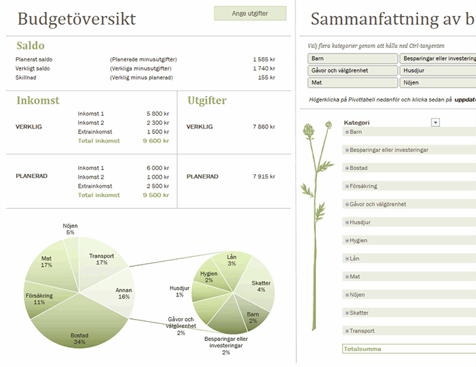 Familjebudget (per månad) Familjebudget (per månad)
