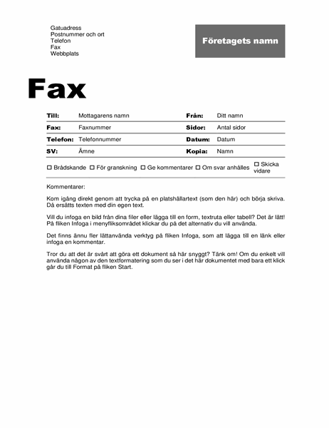 Försättsblad för fax (professionell design) Försättsblad för fax (professionell design)
