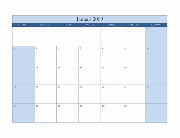 Kalender för 2009 (klassiskt blå)