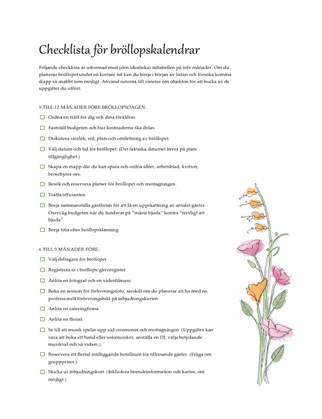 Checklista för bröllop (vattenfärg)