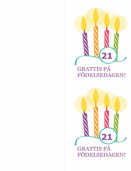 Födelsedagskort för stora födelsedagar (2 per sida, för Avery 8315)