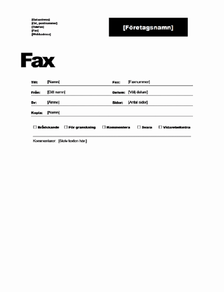 Försättsblad för fax