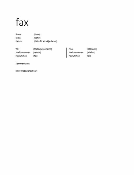 Försättsblad för fax (informellt)