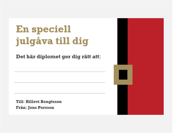 Presentkort (julmotiv, 3 per sida)