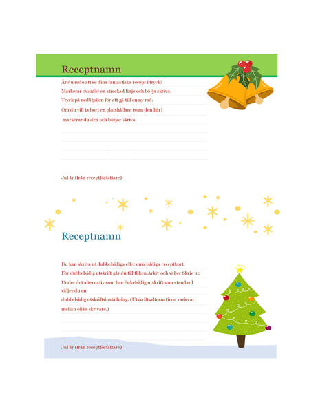 Receptkort (julmotiv, 2 per sida, passar till Avery 5889)