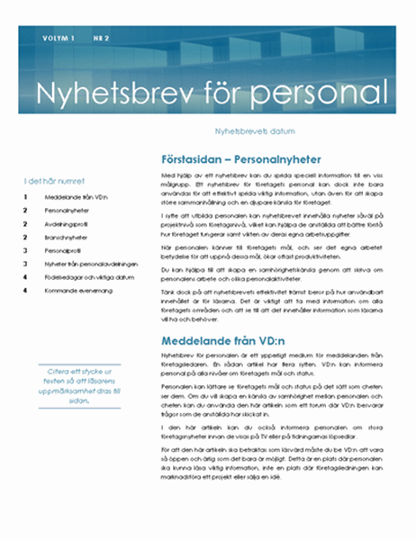 Nyhetsbrev för personal