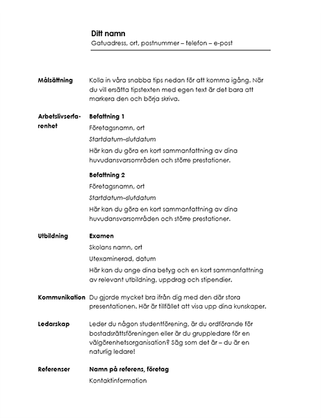 Kronologisk meritförteckning (designen Minimalistiskt) Kronologisk meritförteckning (designen Minimalistiskt)
