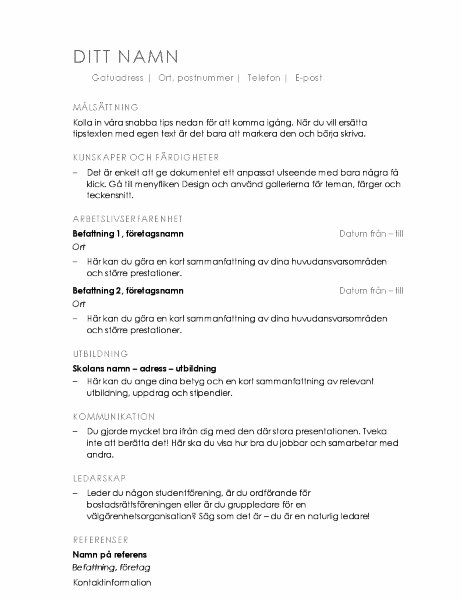 Meritförteckning (designen Minimalistiskt) Meritförteckning (designen Minimalistiskt)