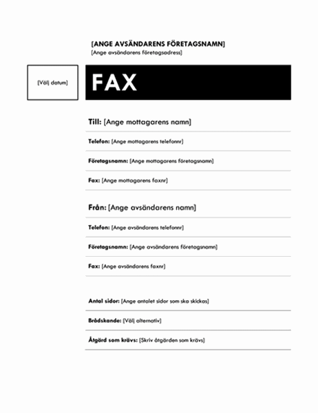 Försättsblad för fax (fält)