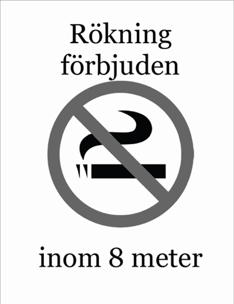 Rökning förbjuden-skylt (svartvit)