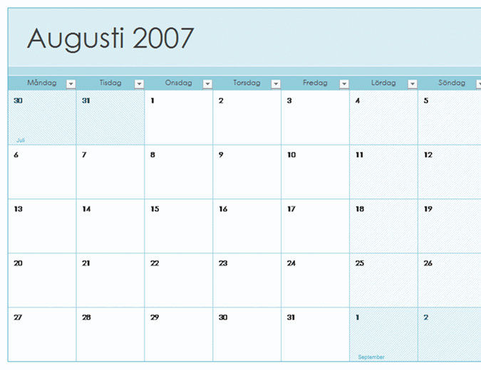Utbildningkalender för 2007-2008 (13 sidor, mån–sön)